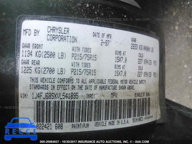 1997 Jeep Cherokee 1J4FJ68SXVL541895 image 8