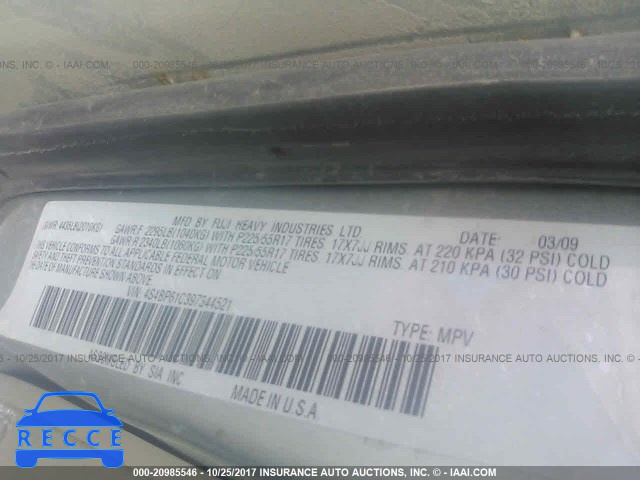 2009 Subaru Outback 2.5I 4S4BP61C397344521 image 8