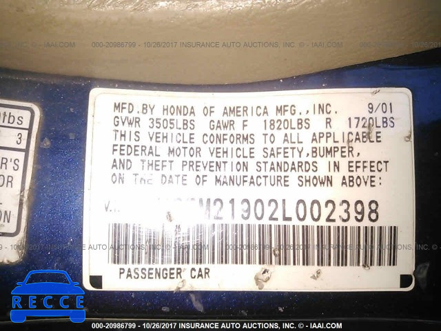 2002 Honda Civic EX 1HGEM21902L002398 зображення 8