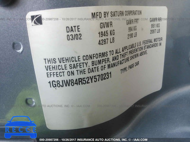 2002 Saturn LW300 1G8JW84R52Y570231 image 8