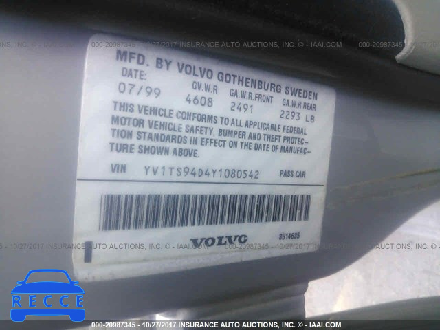 2000 VOLVO S80 YV1TS94D4Y1080542 image 8