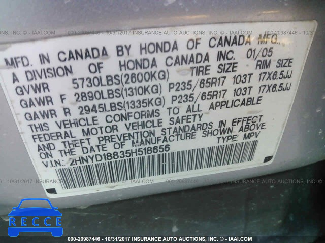 2005 ACURA MDX TOURING 2HNYD18835H518656 image 8