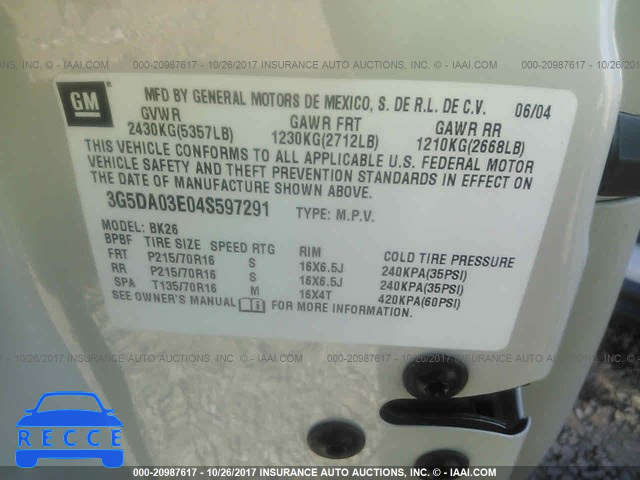 2004 Buick Rendezvous CX/CXL 3G5DA03E04S597291 image 8