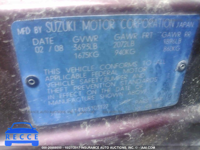 2008 Suzuki SX4 JS2YC414185103127 image 8
