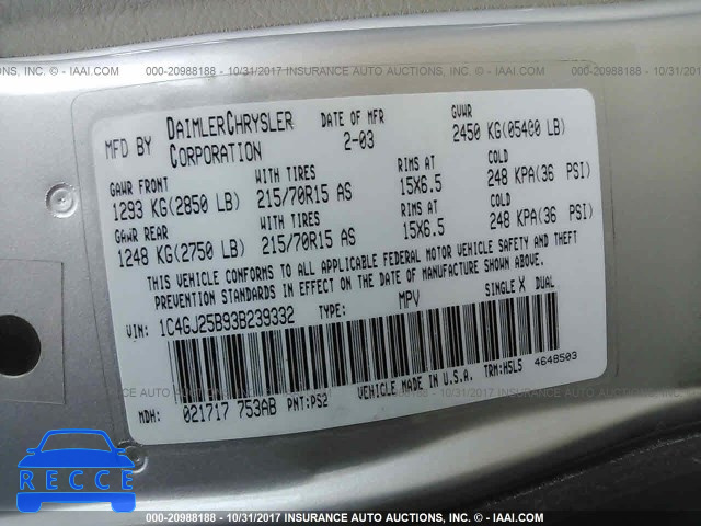 2003 Chrysler Voyager 1C4GJ25B93B239332 image 8