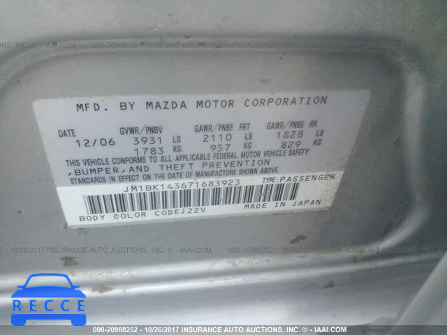 2007 Mazda 3 JM1BK143671683923 image 8