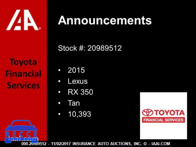 2015 Lexus RX 350 2T2BK1BAXFC334965 image 7