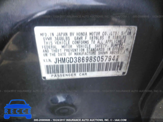 2008 Honda FIT SPORT JHMGD38698S057941 image 8