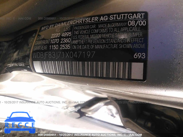2001 MERCEDES-BENZ E WDBJF83J71X047197 image 8
