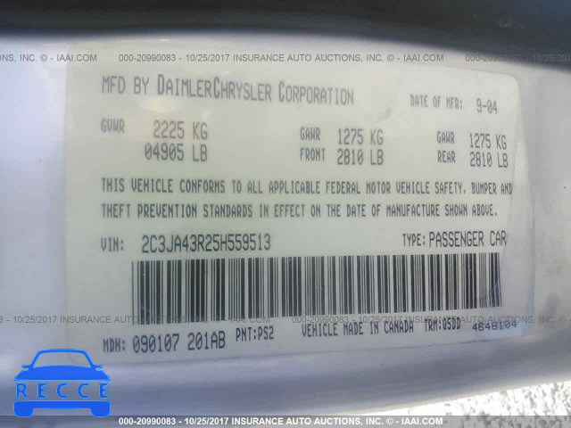 2005 Chrysler 300 2C3JA43R25H559513 image 8