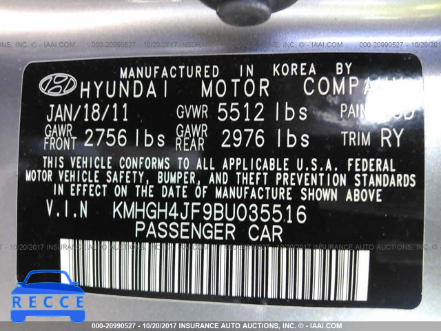 2011 Hyundai Equus KMHGH4JF9BU035516 image 8