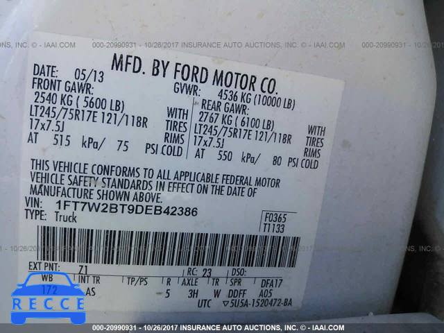 2013 Ford F250 1FT7W2BT9DEB42386 зображення 8