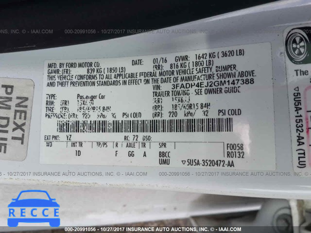 2016 Ford Fiesta SE 3FADP4EJ2GM147388 image 8