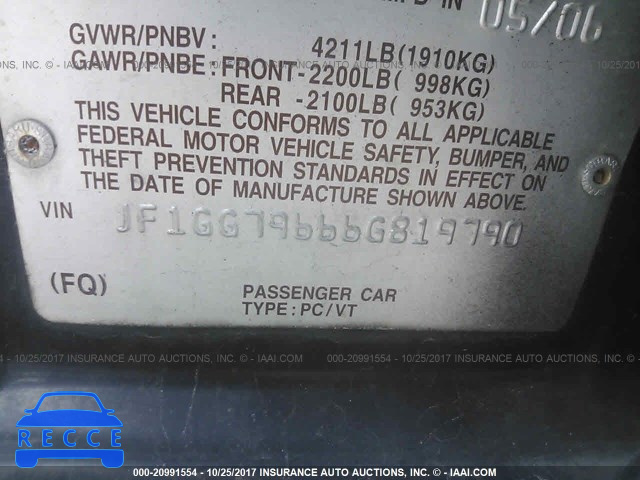 2006 Subaru Impreza JF1GG79666G819790 зображення 8