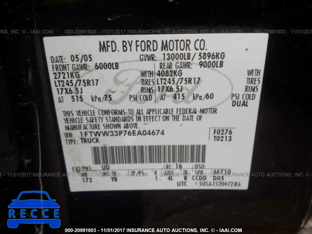 2006 Ford F350 SUPER DUTY 1FTWW33P76EA04674 зображення 8