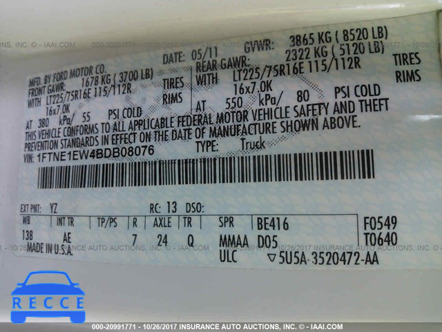 2011 Ford Econoline 1FTNE1EW4BDB08076 image 8