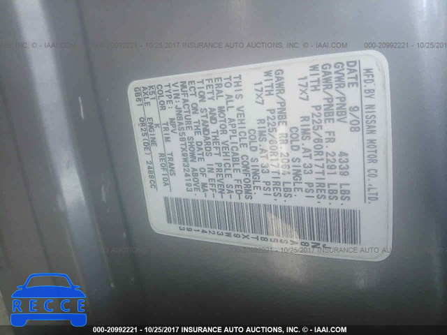 2009 Nissan Rogue JN8AS58TX9W324193 image 8