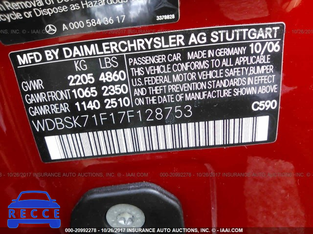 2007 Mercedes-benz SL WDBSK71F17F128753 Bild 8