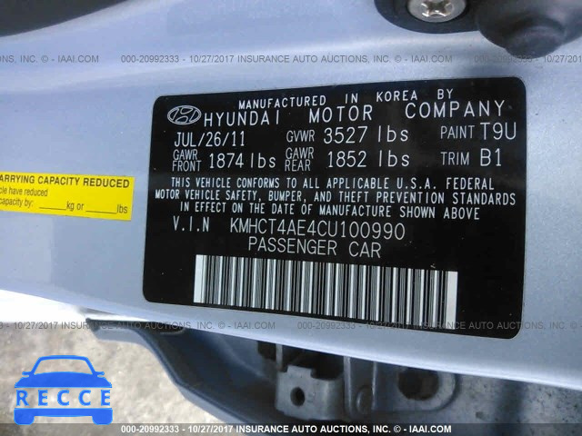 2012 Hyundai Accent GLS/GS KMHCT4AE4CU100990 image 8