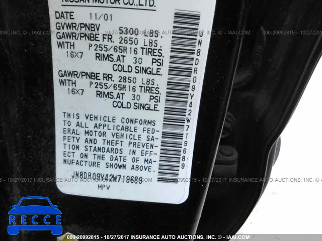 2002 Nissan Pathfinder LE/SE JN8DR09Y42W719689 image 8