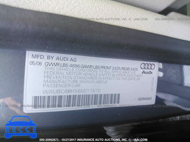 2006 Audi A4 S-LINE 1.8 TURBO WAUBC48H56K011670 image 8