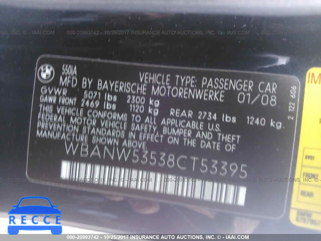 2008 BMW 550 I WBANW53538CT53395 Bild 8
