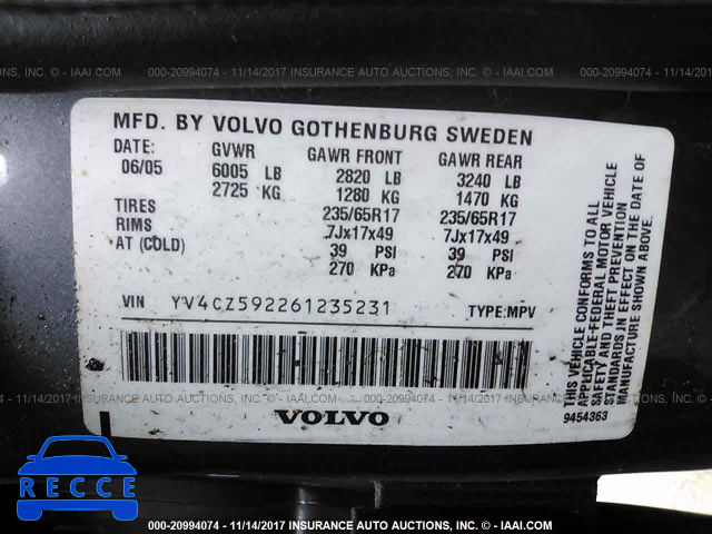 2006 VOLVO XC90 YV4CZ592261235231 Bild 8