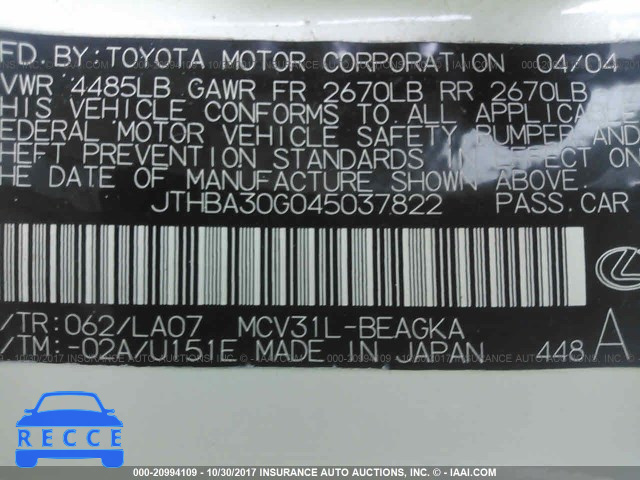 2005 LEXUS ES 330 JTHBA30GX55067332 image 8