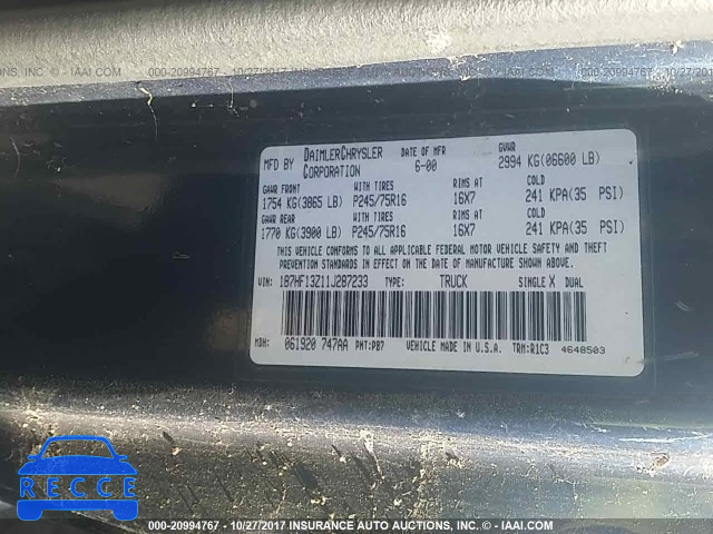 2001 Dodge RAM 1500 1B7HF13Z11J287233 image 8