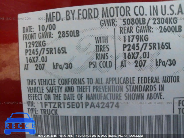 2001 Ford Ranger 1FTZR15E01PA42474 image 8