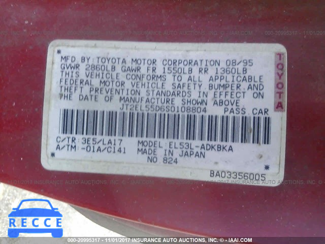 1995 Toyota Tercel STD JT2EL55D6S0108804 image 8