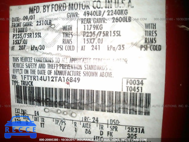 2002 Ford Ranger SUPER CAB 1FTYR14U12TA16849 image 8