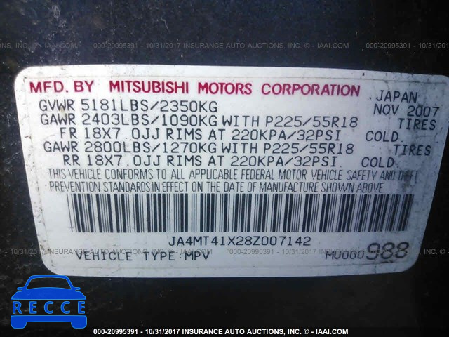 2008 Mitsubishi Outlander XLS JA4MT41X28Z007142 image 8