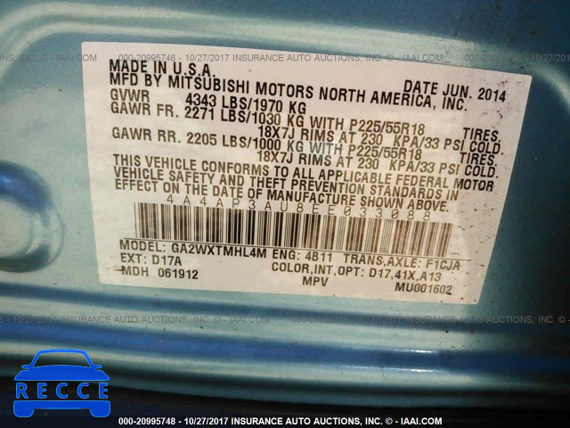 2014 Mitsubishi Outlander Sport ES 4A4AP3AU8EE033088 image 8
