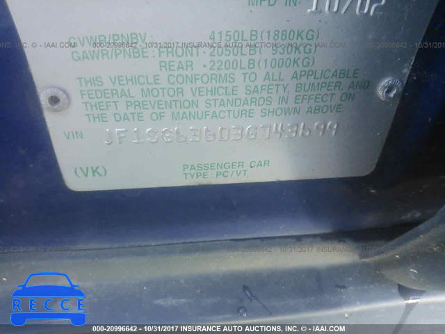 2003 Subaru Forester 2.5X JF1SG63603G743699 image 8