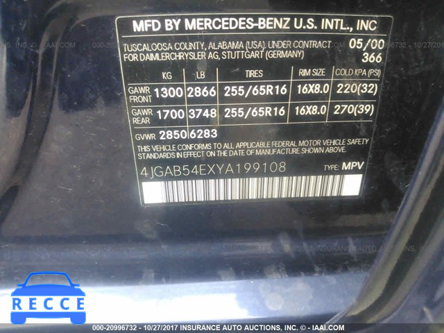 2000 Mercedes-benz ML 320 4JGAB54EXYA199108 image 8