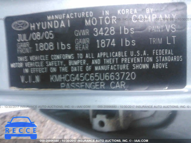 2005 Hyundai Accent KMHCG45C65U663720 image 8