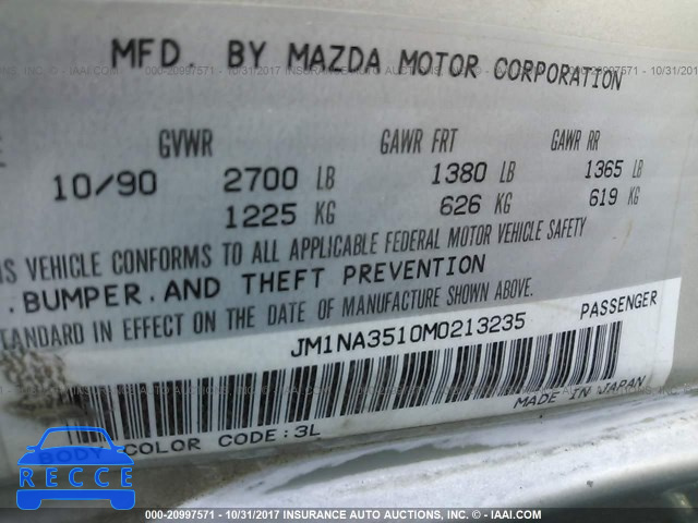 1991 Mazda MX-5 Miata JM1NA3510M0213235 image 8