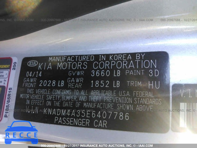 2014 KIA RIO LX KNADM4A35E6407786 зображення 8