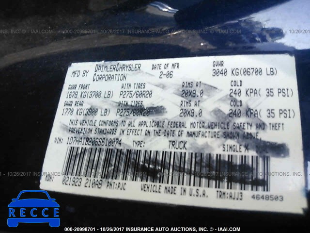 2006 Dodge RAM 1500 1D7HA18226S650768 image 8