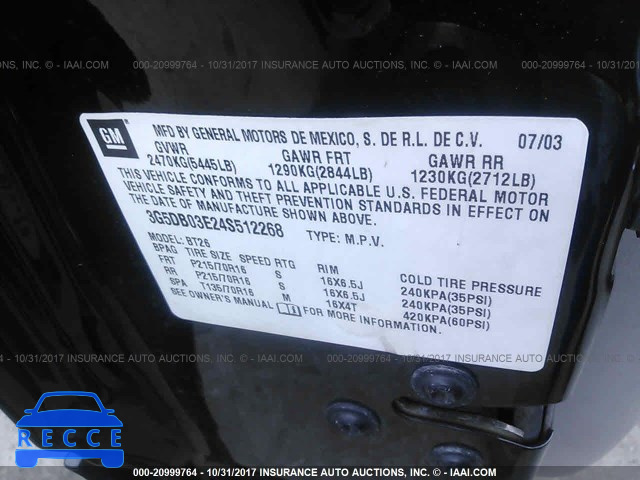 2004 Buick Rendezvous CX/CXL 3G5DB03E24S512268 Bild 8