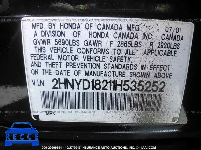 2001 Acura MDX 2HNYD18211H535252 image 8