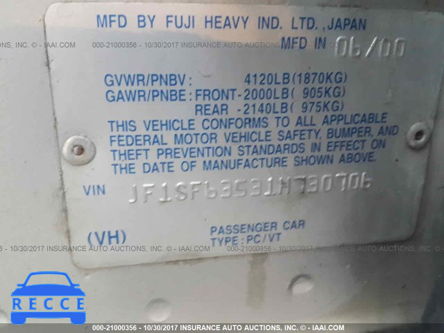 2001 SUBARU FORESTER L JF1SF63531H730706 image 8