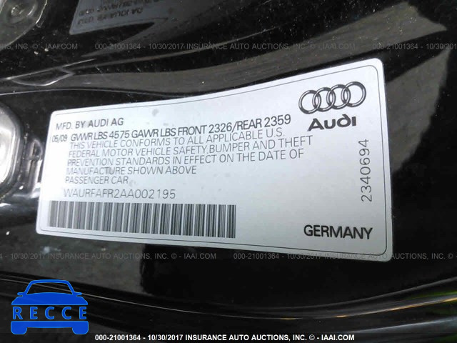 2010 Audi A5 PREMIUM PLUS WAURFAFR2AA002195 image 8
