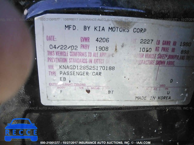 2002 KIA OPTIMA KNAGD128525170188 зображення 8