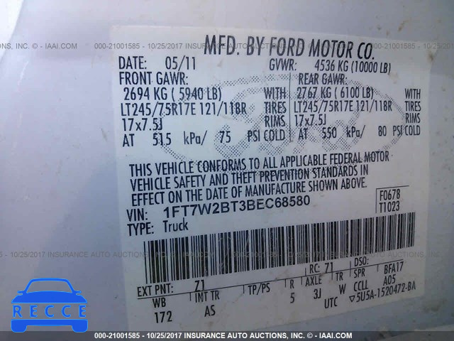 2011 Ford F250 1FT7W2BT3BEC68580 image 8