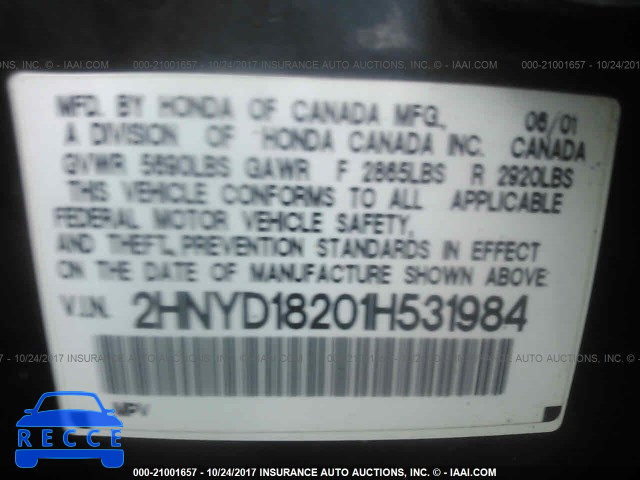 2001 Acura MDX 2HNYD18201H531984 image 8