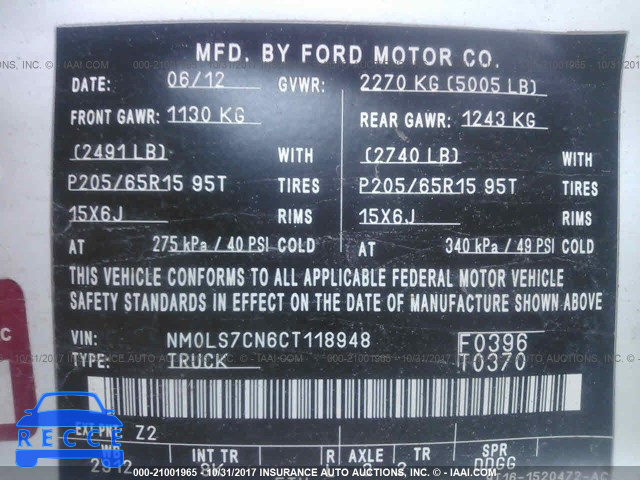 2012 Ford Transit Connect XL NM0LS7CN6CT118948 image 8