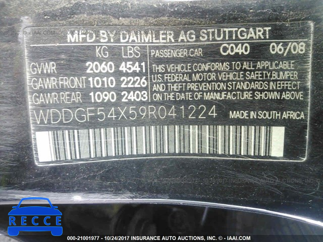 2009 Mercedes-benz C WDDGF54X59R041224 зображення 8