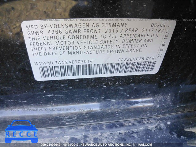 2010 Volkswagen CC SPORT WVWML7AN2AE507014 image 8